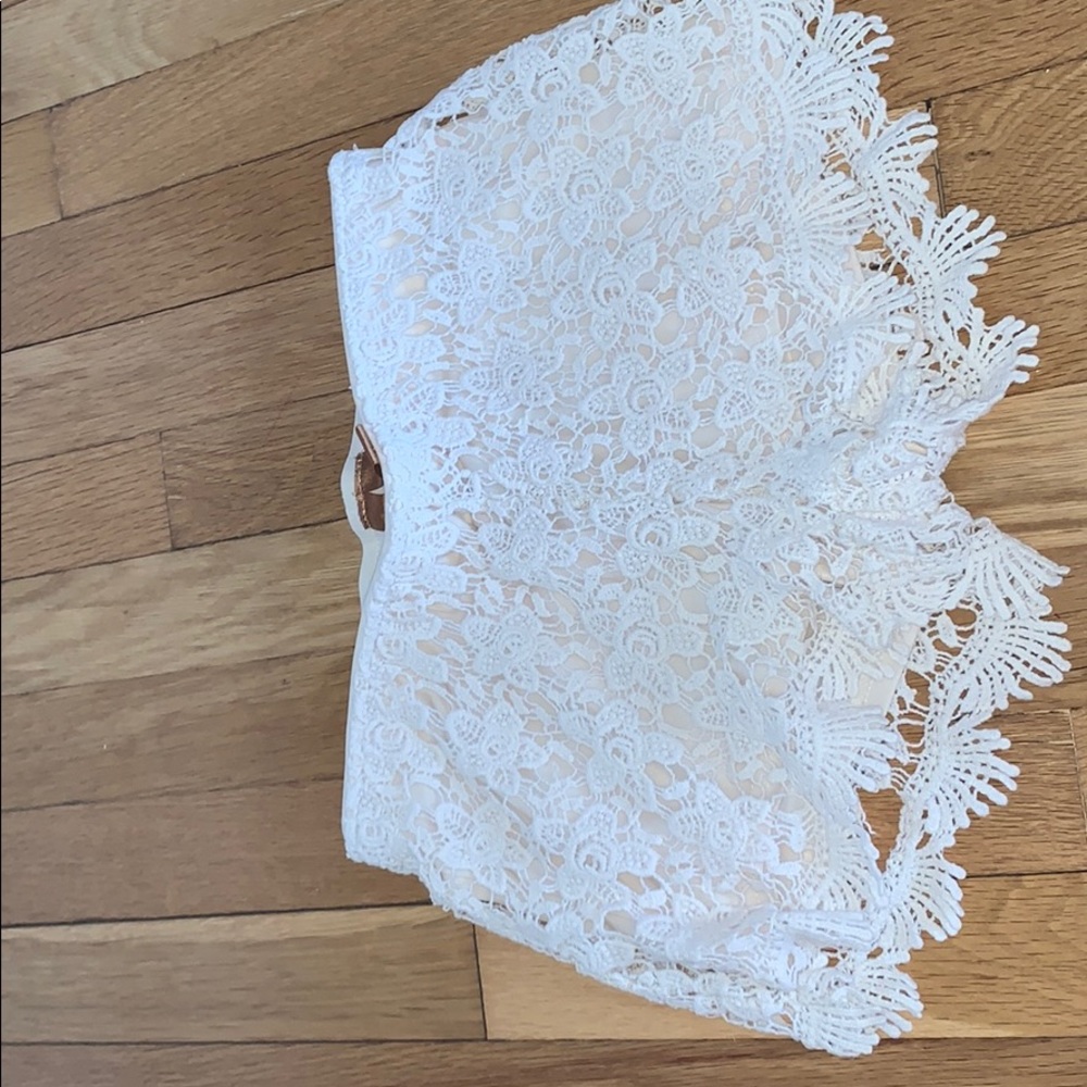 crocheted white shorts